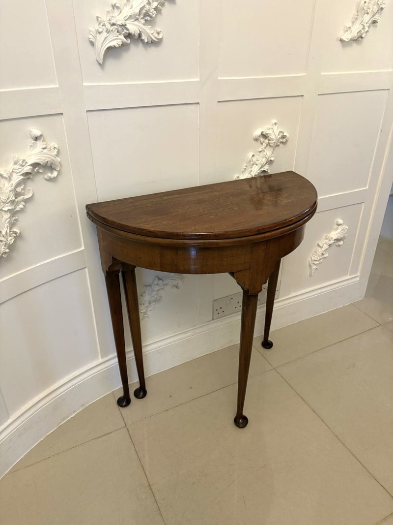 Antique Victorian Quality Mahogany Demi Lune Shaped Card Table - Image 4